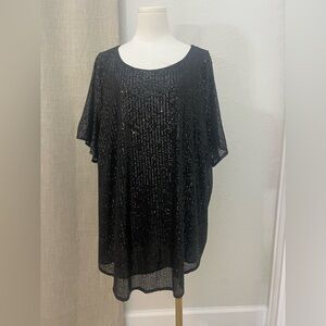 Women’s Torrid Sequin Short Sleeve Black Party Top Size 3X (22/24)